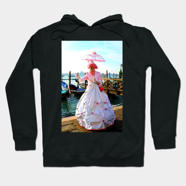 Woman in carnival costume in front of Grand Canal Hoodie by KristinaDrozd